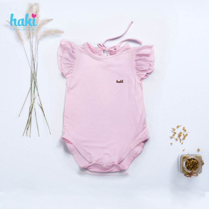 Bộ bodychip cánh tiên vải tre cao cấp BB031, set bodysuit cho bé gái chất liệu Bamboo Haki