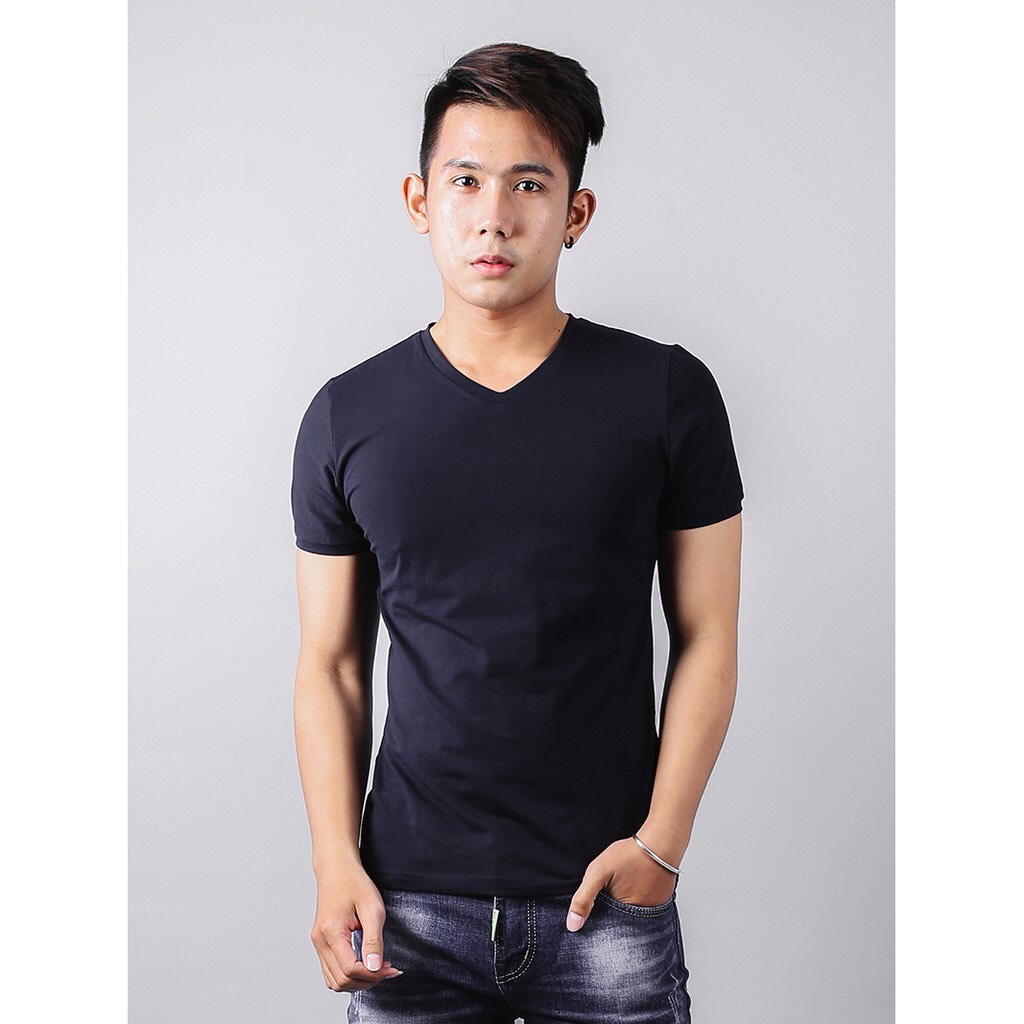 Combo 2 Áo Thun Cổ Tim Nam Body Vải Cotton Mặc Mát Dễ Phối Đồ Không Xù Long