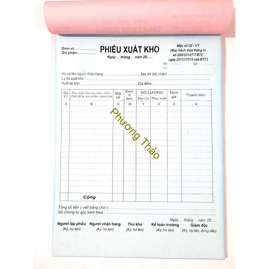 Phiếu xuất kho/ Phiếu nhập kho - Giấy carbon  ( A4/ A5 -1 liên, 2 liên, 3 liên ).