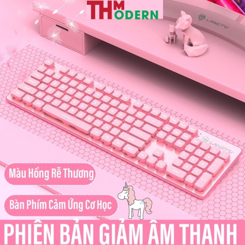 Bàn Phím Kèm Chuột Giả Cơ Màu Hồng Có Dây LANGTU L1-G502 LED RGB LED Xuyên Chữ-THMODERN