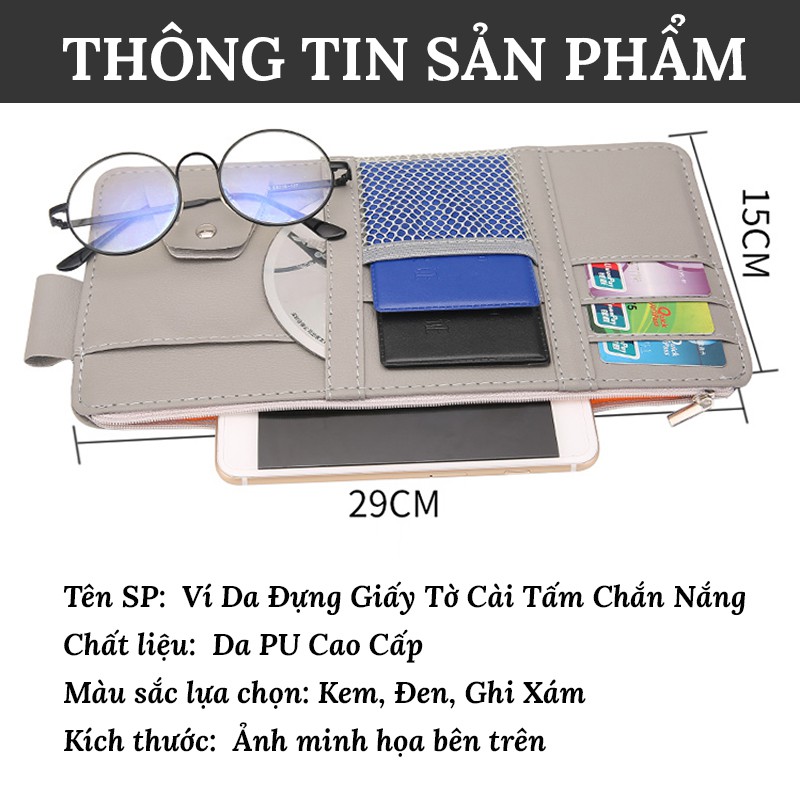 Ví Đựng Giấy Tờ Xe Ô Tô Cài Tấm Chắn Nắng Tiện Lợi – Chất Liệu Da PU Cao Cấp VERSION 2