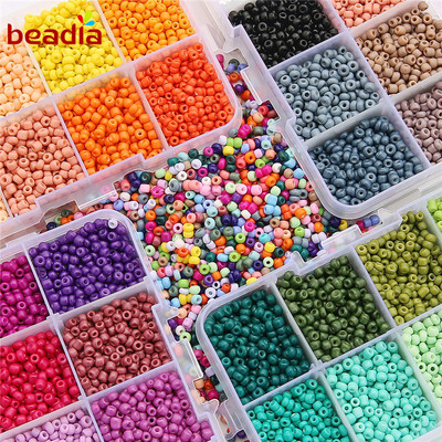 Set 3mm hạt hình gạo Beadia 8 ngăn hỗn hợp màu trơn dùng làm trang sức DIY