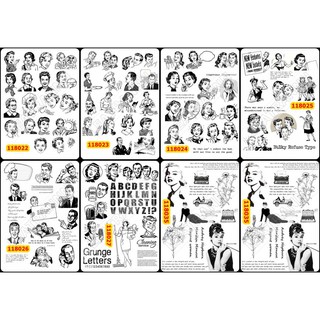Sticker Washi A4 [ CHÂN DUNG VINTAGE ĐEN TRẮNG] Dạng Lì Trang Trí Bullet Journal Siêu Đẹp  (118022-118027_118035)