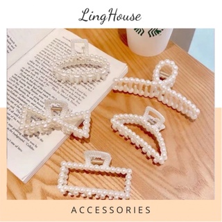 Kẹp tóc càng cua đính hạt LingHouse