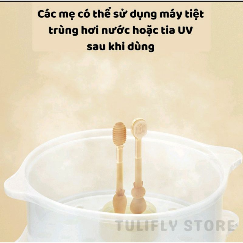 Sét rơ lưỡi + bàn chải silicon cho bé 0-24 tháng tuổi