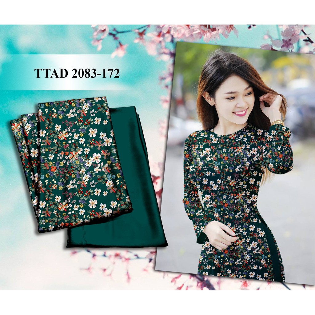 Vải áo dài in 3D họa tiết hoa nhí, chất liệu mềm mịn siêu đẹp