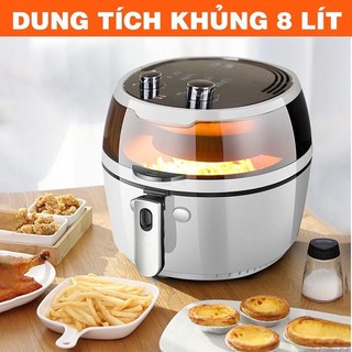NỒI CHIÊN KHÔNG DẦU NINE SHIELD 8 LÍT KHOANG KÍNH CÓ LƯỠI ĐẢO