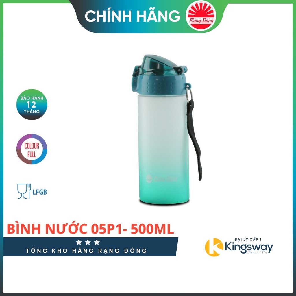 Bình Nước cho bé chính hãng Rạng Đông dung tích 500 ml vỏ nhựa PC nắp nhựa PP an toàn Model RD 05P1