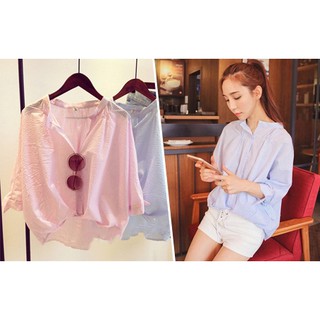 Áo sơ mi kiểu nữ form rộng vạt bầu - 18220