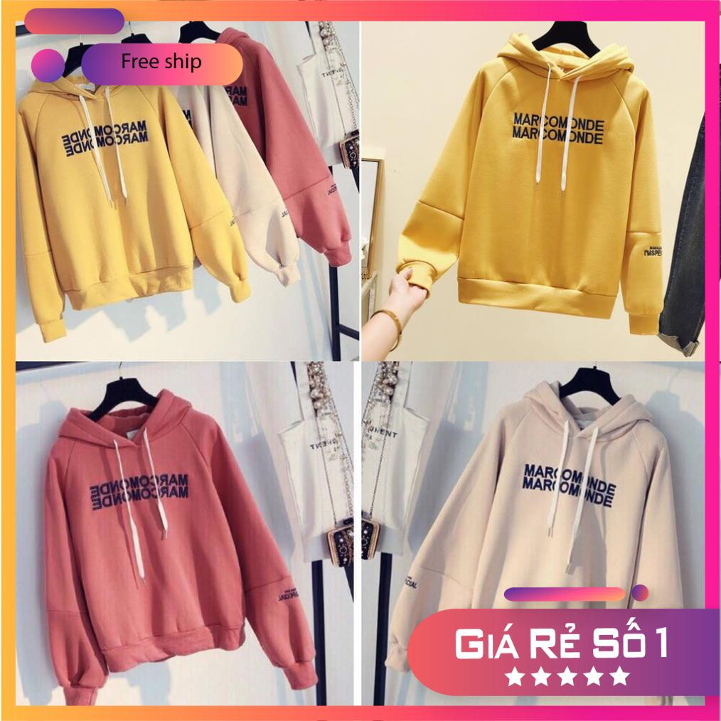 Áo khoác nỉ chui hoddie nam nữ in chữ nổi Mảcomonde- ảnh thật