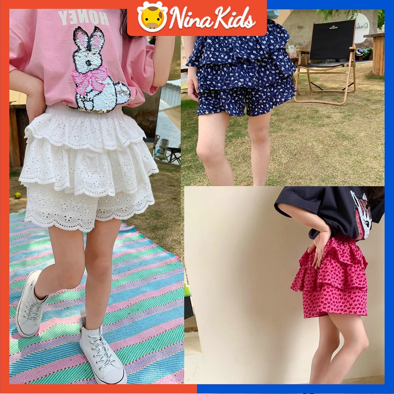Quần Short Hoa Xếp Tầng Phong Cách Hàn Quốc Đáng Yêu Dành Cho Bé Gái 1-6 Tuổi