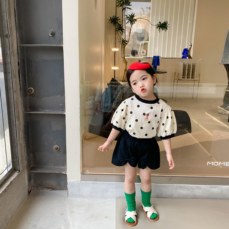 Áo Thun Cotton Thêu Hình Gấu Dễ Thương Cho Bé Gái 2-6 Tuổi