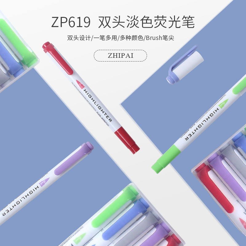 Set 5 bút brush pen highlight 2 đầu ShiPai (dupe Midliner)