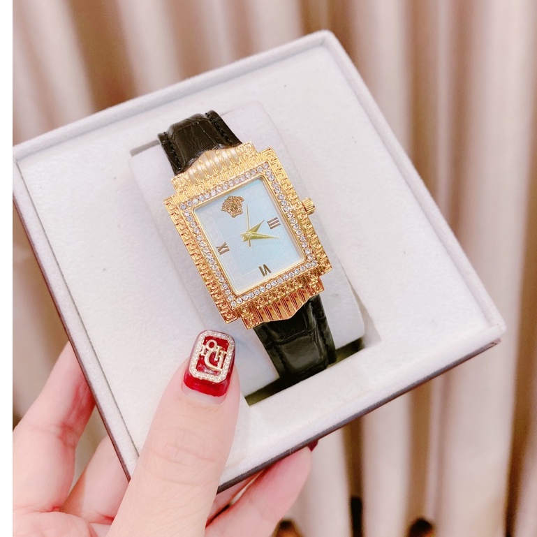 đồng hồ thời trang nữ đẹp VERSACE đeo tay  dây da cao cấp chống nước chống xước mặt tròn mạ vàng trẻ trung sành điệu | BigBuy360 - bigbuy360.vn