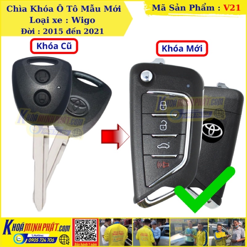 Độ gập Chìa khóa xe Toyota Wigo mẫu V21