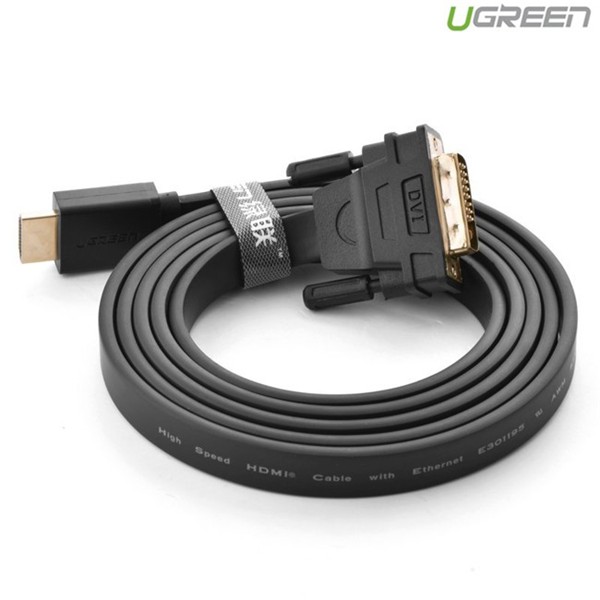 Cáp HDMI to DVI (24+1) mỏng dẹt dài 10M Chính hãng Ugreen 30140