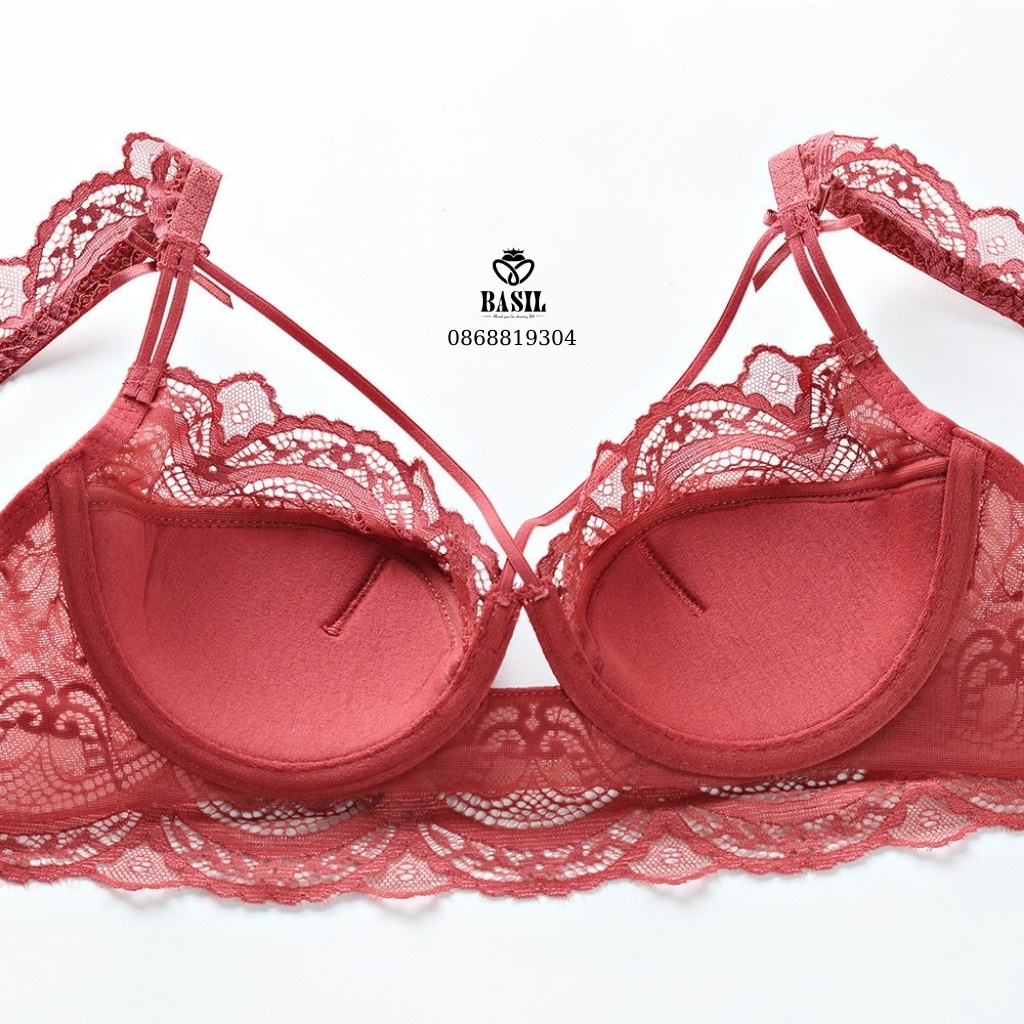 Bộ đồ lót BS06 Basil nữ đệm mỏng có gọng nâng ngực dây đan chéo ren mềm