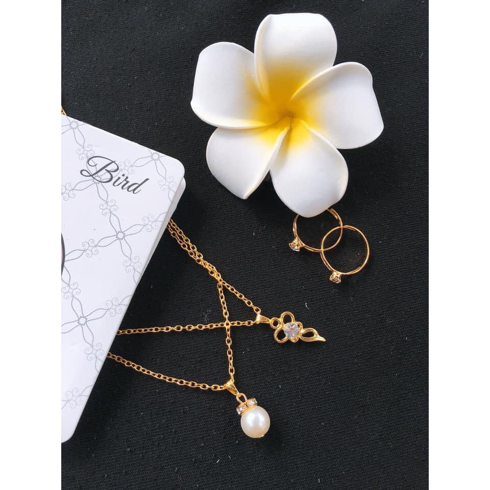 Bộ vòng cổ đôi kèm nhẫn siêu xinh