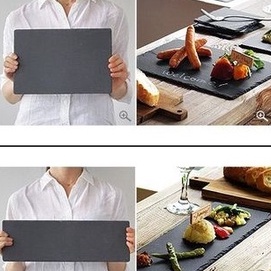 (LỚN-ĐẸP)Tấm đá đen tự nhiên hình vuông-tròn-chữ nhật đựng sushi, đồ nướng, món ăn Nhật