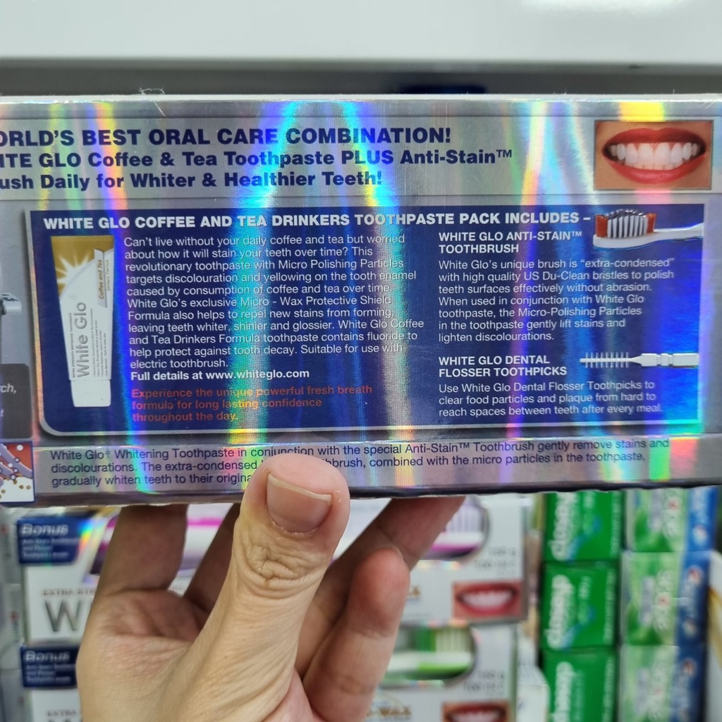 Kem đánh răng trắng răng WHITE GLO (Đỏ / Tím / Xanh / Vàng / Trắng) - kem đánh răng thơm miệng tặng kèm bàn chải