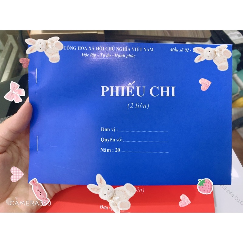 Phiếu thu, phiếu chi 2 liên cacbon 60 tờ, 100 tờ