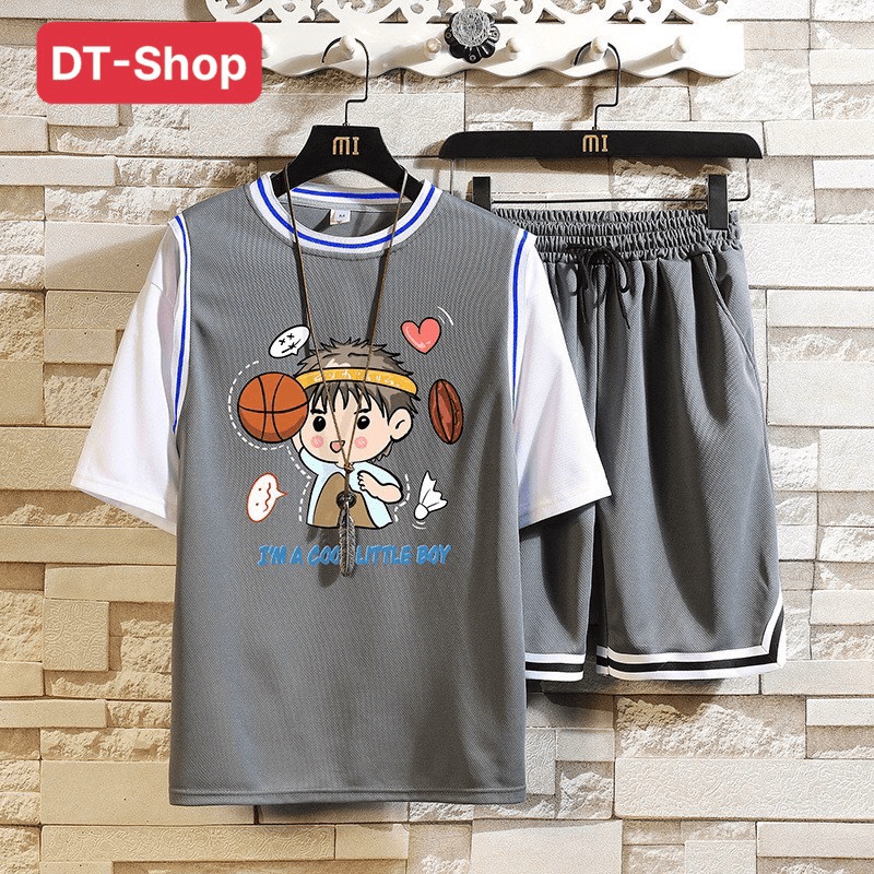 Đồ Bộ Nam LITTLE BOY  FREESHIP  Bộ thể thao nam Phối Viền Sọc Phong Cách Hàn Trẻ Trung Năng Động Mùa Hè DT-Shop