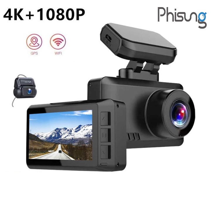 Camera hành trình ô tô cao cấp thương hiệu Phisung G3 4K, Wifi, GPS, 2.45 inch - Bảo hành 12 tháng