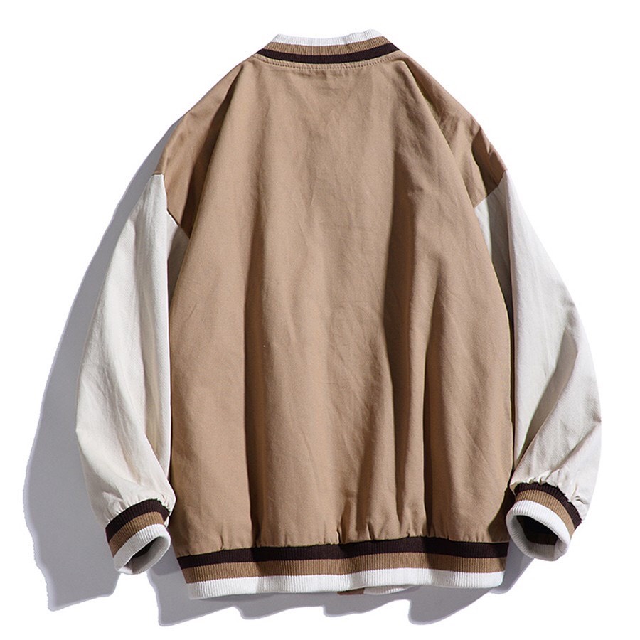 Áo khoác bóng chày️️-Áo bomber kaki oversized trẻ trung năng động-Hai màu Đen Vàng 3 Size M L XL