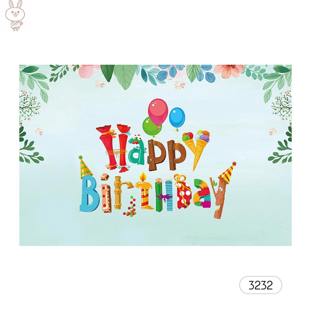 Phông Nền Chụp Ảnh Chữ Happy Birthday # 3232 Cỡ 7x5ft