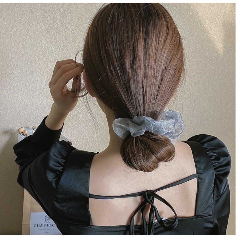 Dây buộc tóc scruchies nữ voan nhiều màu phong cách Hàn quốc sang chảnh DC29 Dây cột tóc cruchies lưới JOLY