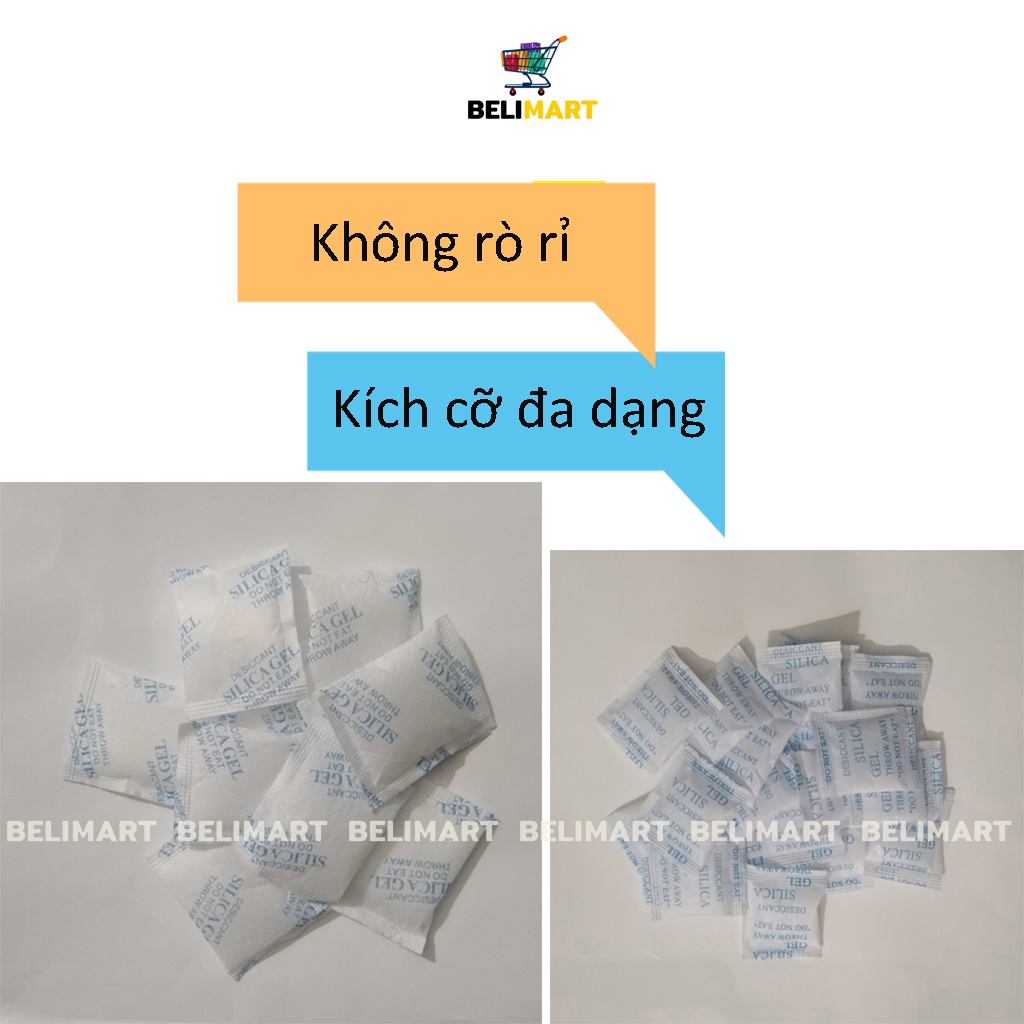 Gói hút ẩm tủ quần áo đóng túi 1kg, túi hút ẩm thực phẩm, máy ảnh, sách báo, giày dép loại 2/5/10g Beli BL020