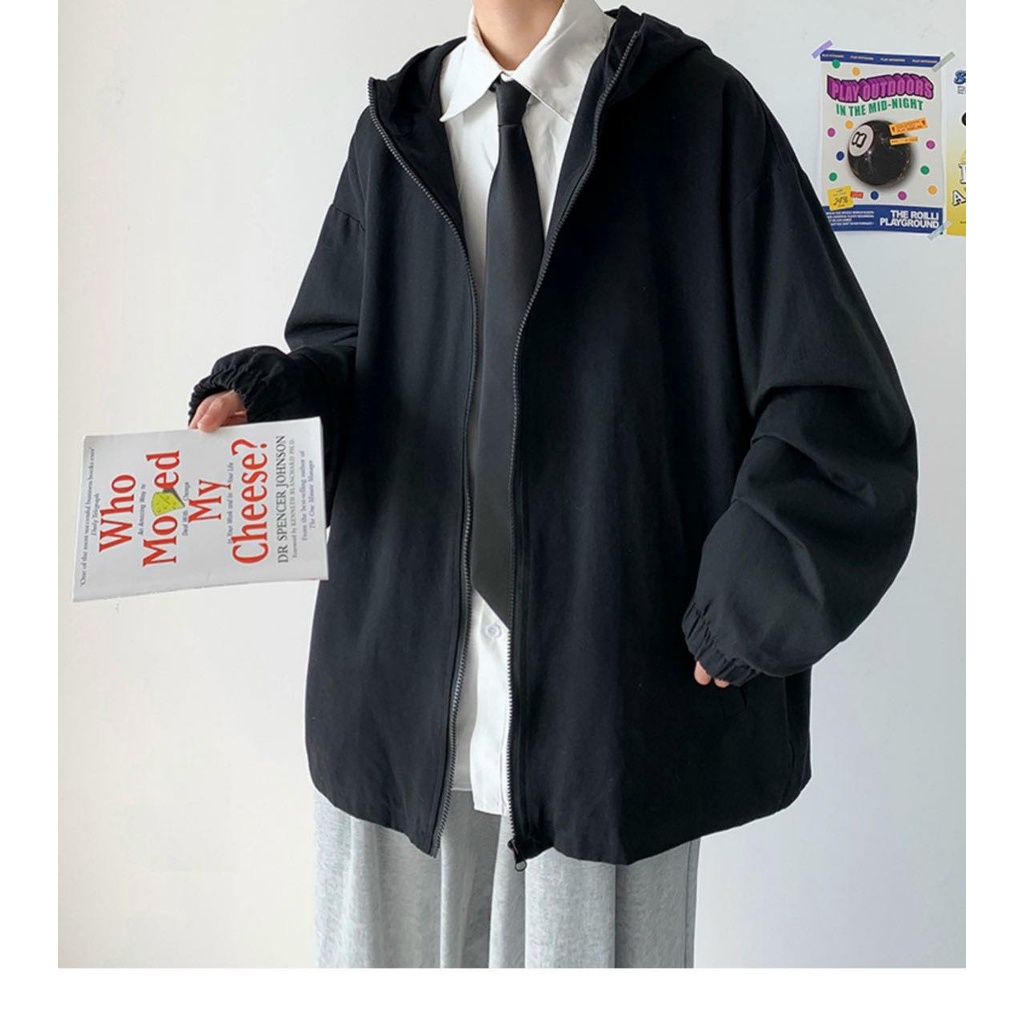 Áo khoác hai lớp có mũ thời trang nam, chất vải dù xịn xò