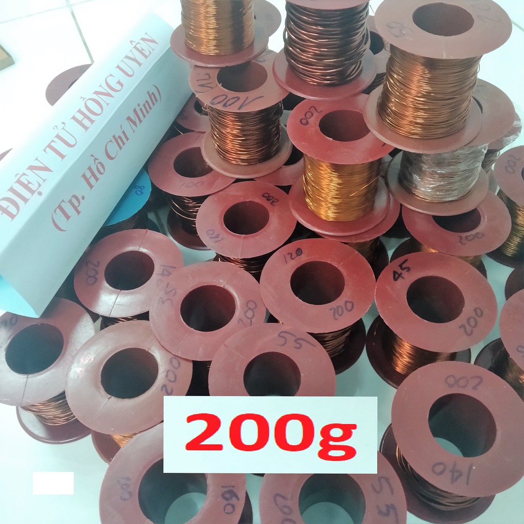 Dây đồng 0.3mm (Giá 200g). Chuyên dùng quấn biến áp cơ, biến áp sạc, mô tơ..Dây đồng chịu nhiệt 220 độ cách điện