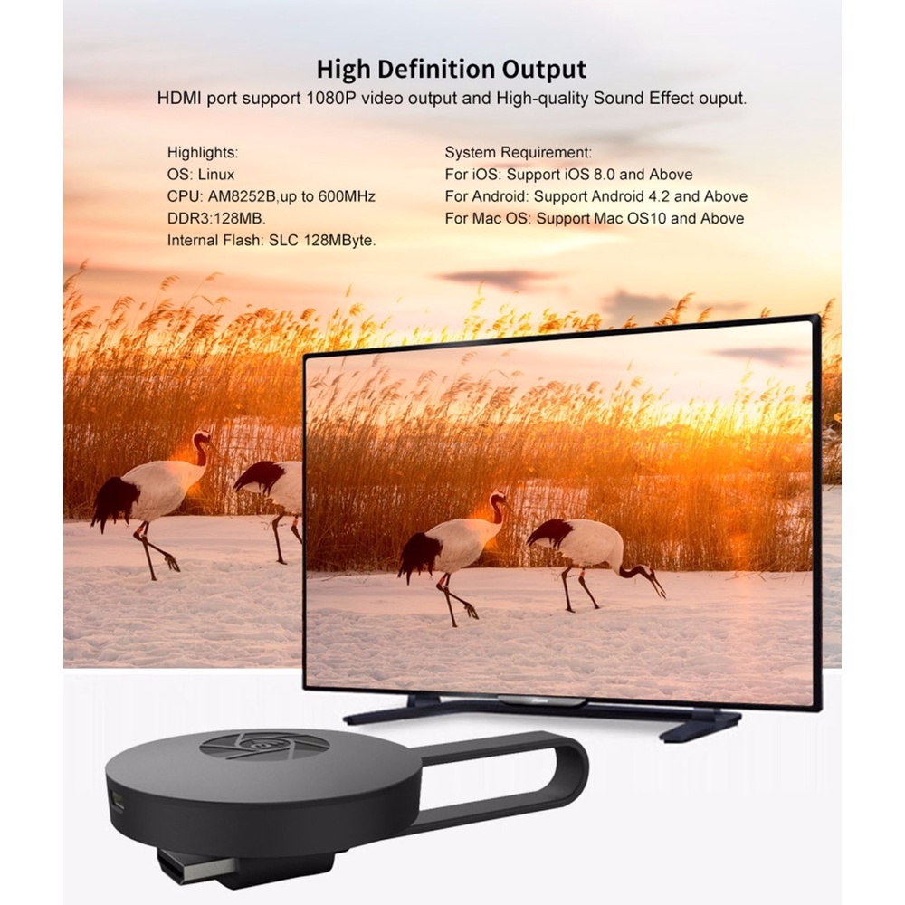 Thiết Bị Kết Nối Wifi Không Dây 2.4G 1080P MiraScreen G2 HDMI-Compatible Miracast Cho Android IOS YouTube Cromecast Sang HDTV Dongle