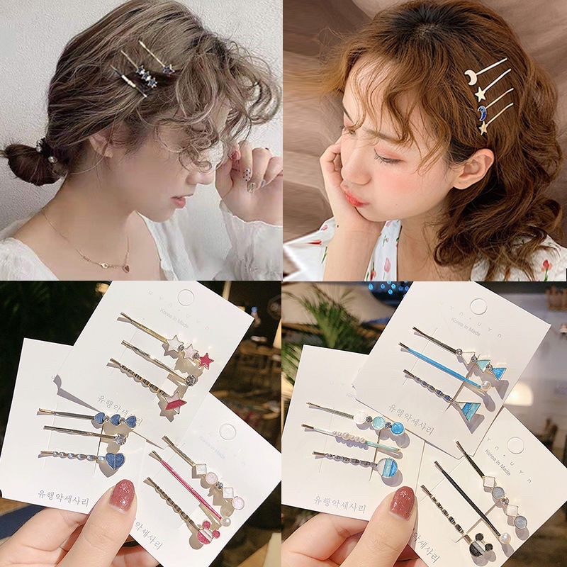 Set 3 chiếc kẹp tóc đính ngọc cổ tích Hàn Quốc, phụ kiện cài tóc mái ngọt ngào cho cô gái trẻ trung năng động