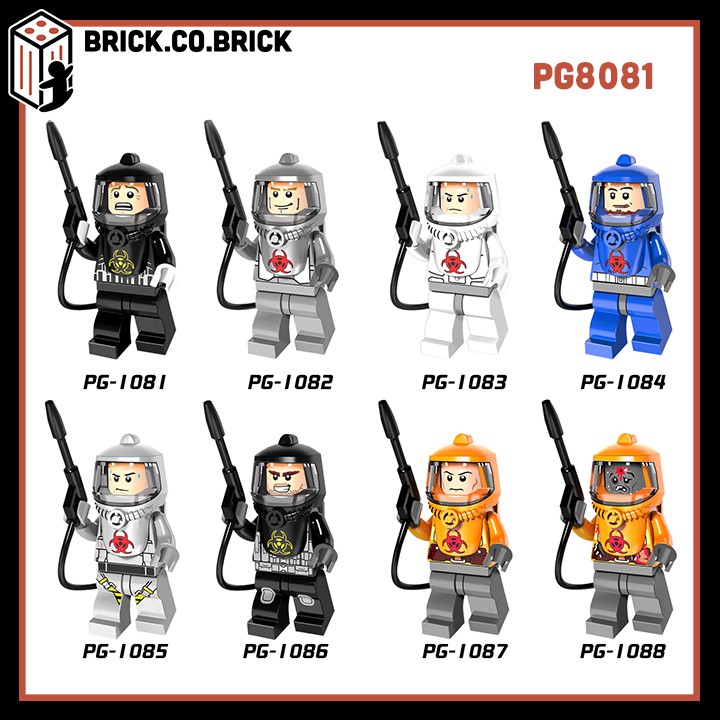 Đồ chơi lắp ráp minifigure nhân vật nhân viên mặc đồ bảo hộ xử lí hóa chất hạt nhân PG8081