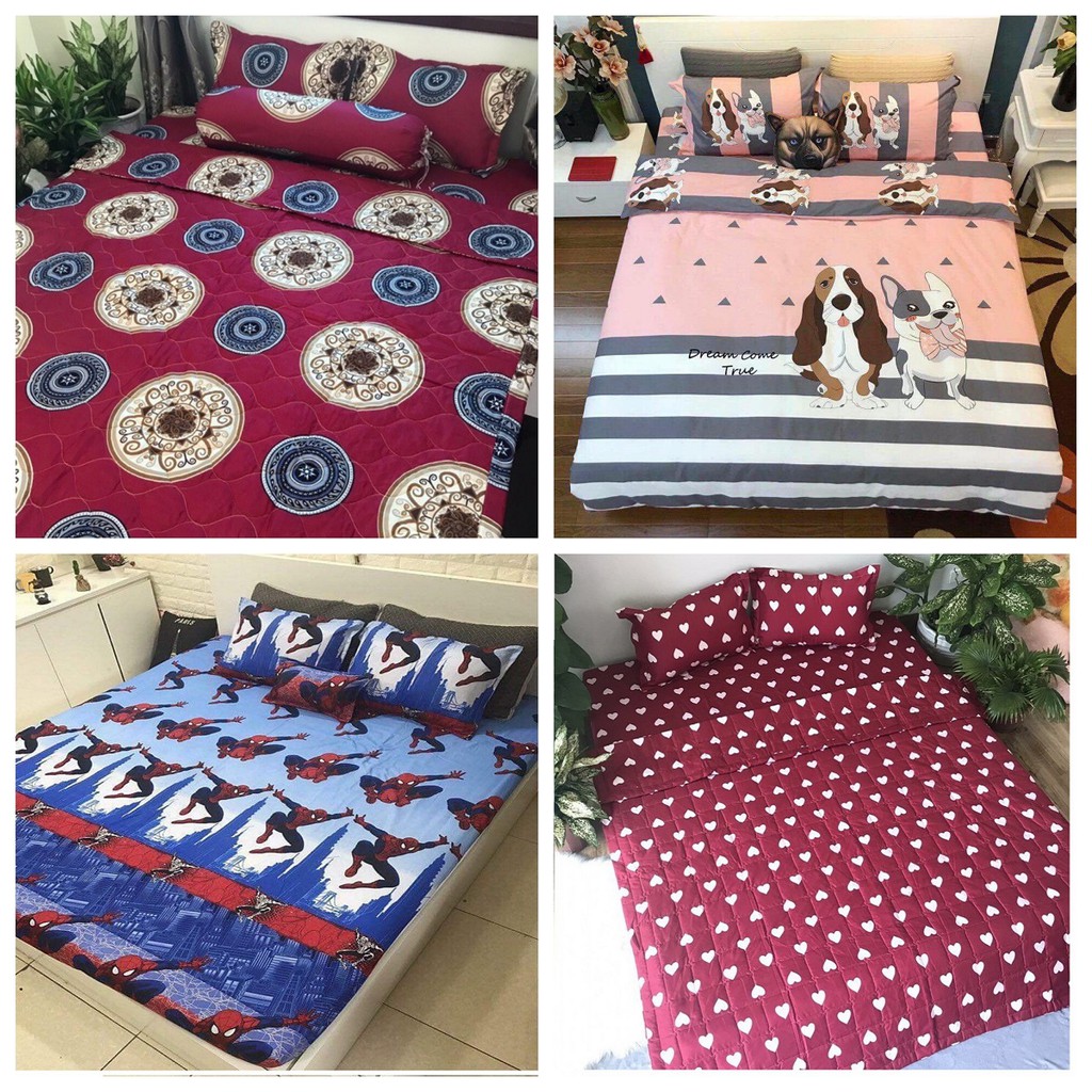 Ga chun bọc đệm poly cotton m6 hoặc m8 2m ga giường kèm 2 vỏ gối chưa gồm chăn và ruột gối | BigBuy360 - bigbuy360.vn