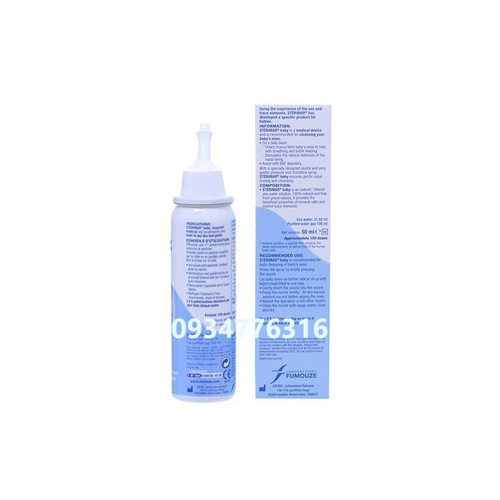 ✅ Nước biển xịt mũi cho trẻ sơ sinh Sterimar baby chai 50ml