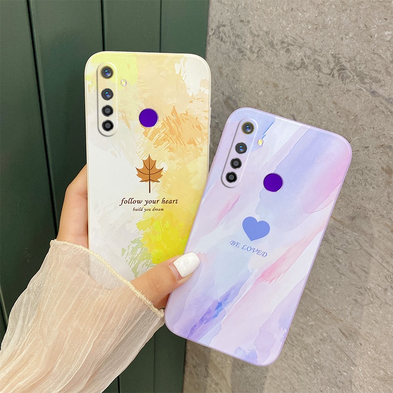 Ốp lưng Realme 5 ốp lưng  Realme 5i ốp lưng Realme C3 ốp lưng Realme 6i ốp lưng realme 5i 5s Ốp Điện Thoại Viền Thẳng Họa Tiết Tranh Sơn Dầu Sáng Tạo