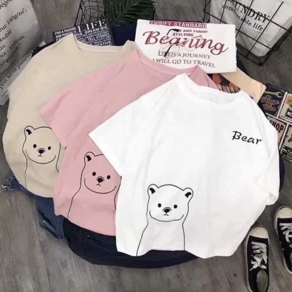 Áo thun tay lỡ phông Unisex nam nữ oversize form rộng GẤU BEAR ANHStore A53