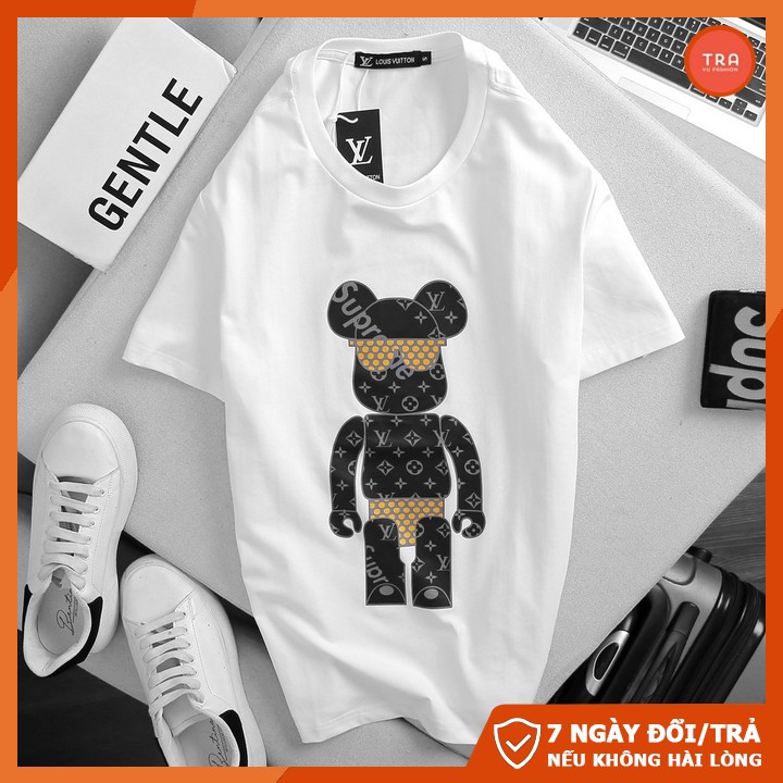 Áo phông nam màu trắng thun co dãn 4 chiều mềm mịn mát in Gấu sup GZ216 | BigBuy360 - bigbuy360.vn