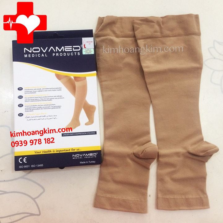 (sale lẻ size) Vớ gối chống giãn tĩnh mạch Novamed Thổ Nhỹ Kỳ, hộp 2 chiếc