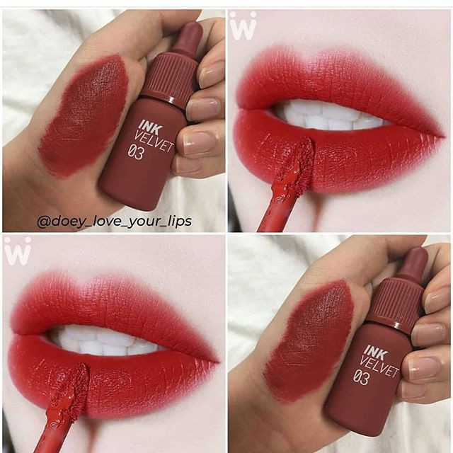 ( Chính Hãng ) Son Kem Peripera Lip Tint Ink Velvet Tint 4g #03 Đỏ Gạch Pha Hồng