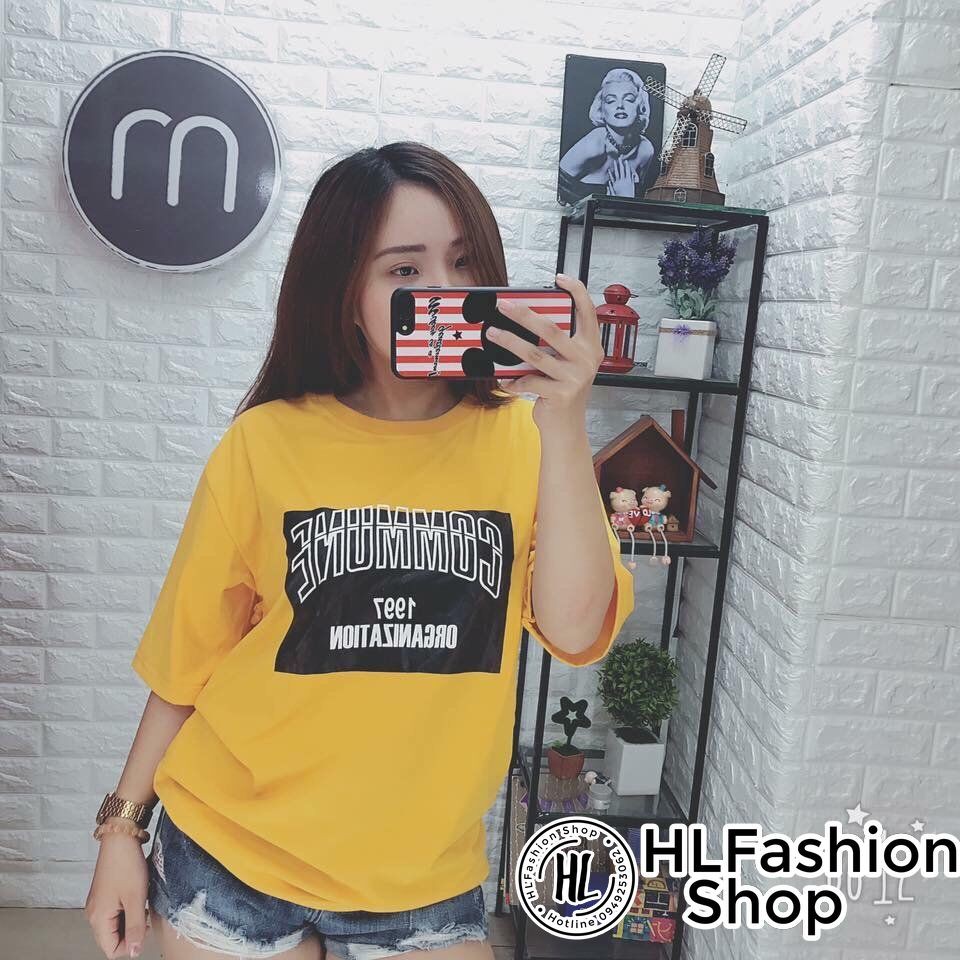 Áo thun tay lỡ form rộng Commune 1997 đơn giản mà đẹp, áo phông in HLFashion