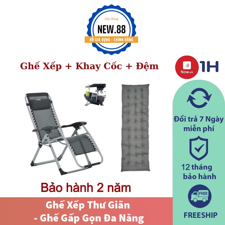 Ghế Xếp Thư Giãn - Ghế Gấp Gọn Đa Năng Với Chất Liệu Khung Thép Chắc Chắn - Tấm Lót Lưới Thoáng Mát, Nâng Đỡ Cột Sống