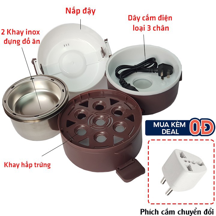 Hộp đựng cơm cắm điện inox 3 ngăn STAR BOX- B046 cặp lồng giữ nhiệt hâm nóng thức ăn | BigBuy360 - bigbuy360.vn