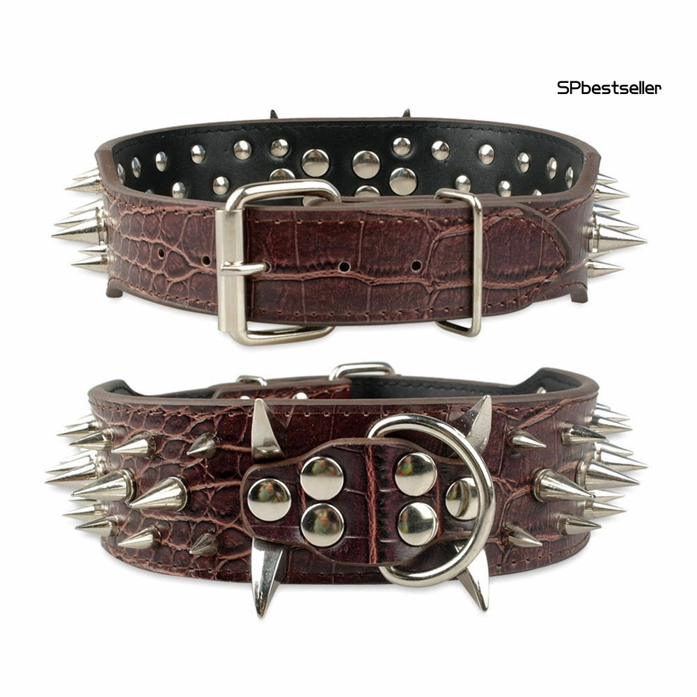 Vòng cổ đinh tán bằng da giả cỡ 2 inch cho chó pitbull