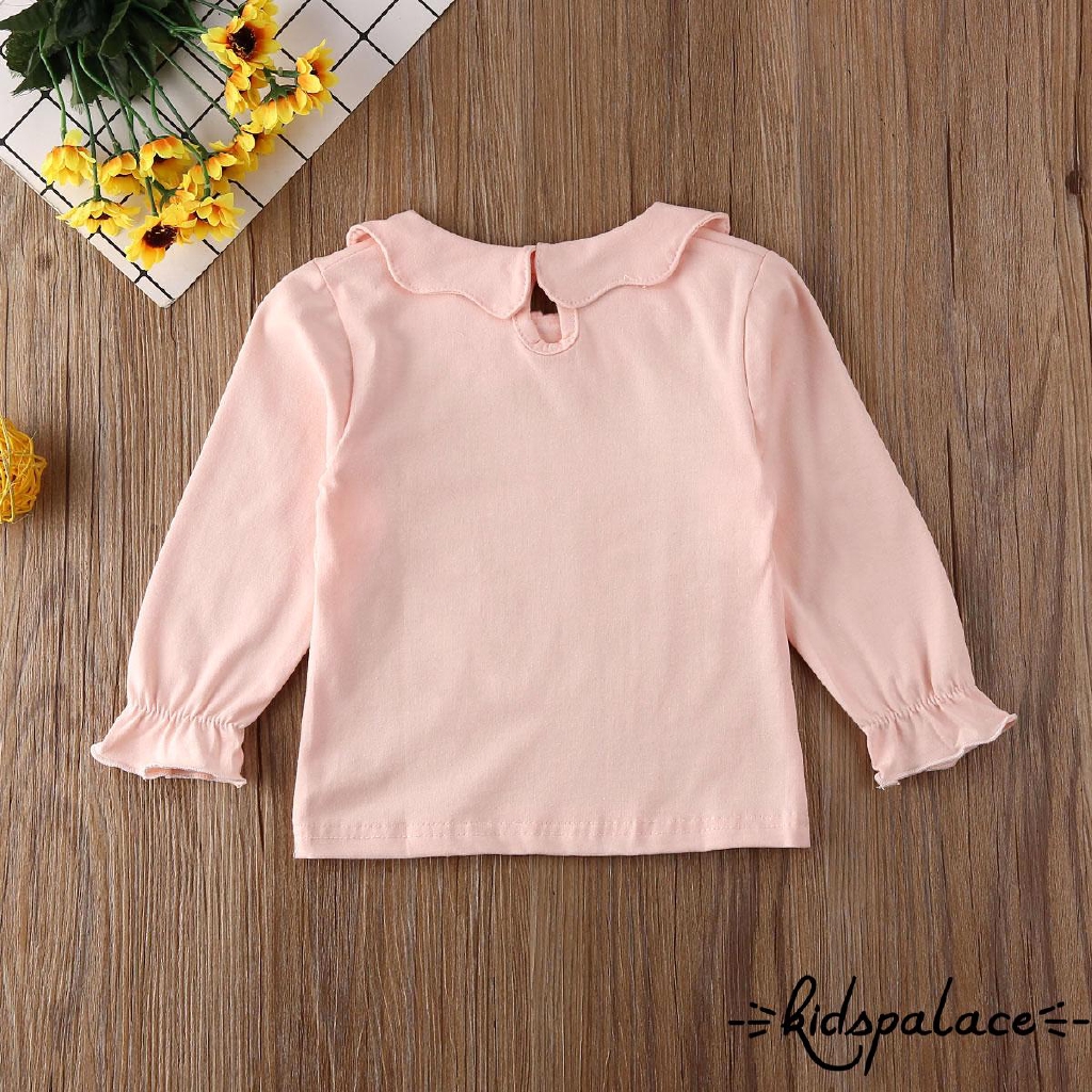 ➤♕❀❤Toddler Baby Kids Girls Long Sleeve T-Shirt O Neck Ruffle Warm Blouse Tee Tops