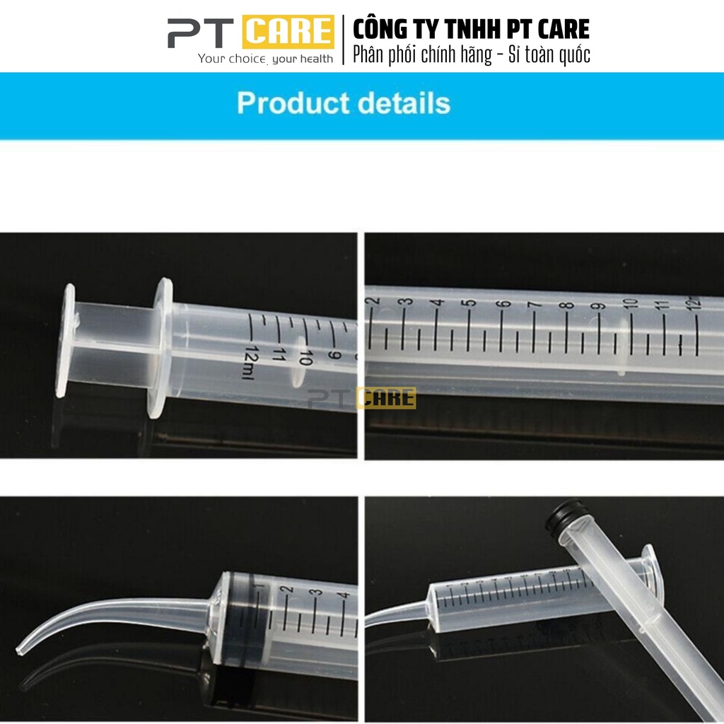 PT CARE | Ống Tiêm Đầu Cong Vệ Sinh Răng Miệng Sau Tiểu Phẩu (12ml)