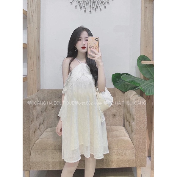 Váy Tơ Bèo Cổ Yếm Trắng Sexy Có Ảnh Thật Kèm Video | BigBuy360 - bigbuy360.vn